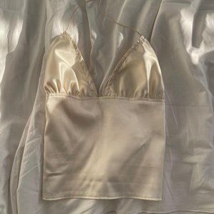 Enduring kairos champagne silk satin top